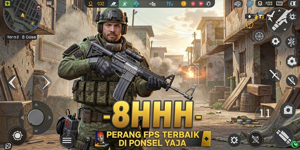 Tampilan gameplay intens dalam 8HHH yang memukau.