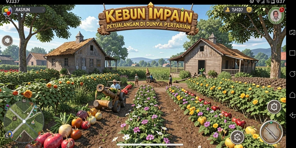 Tampilan gameplay 93337 yang menawan saat bertani.