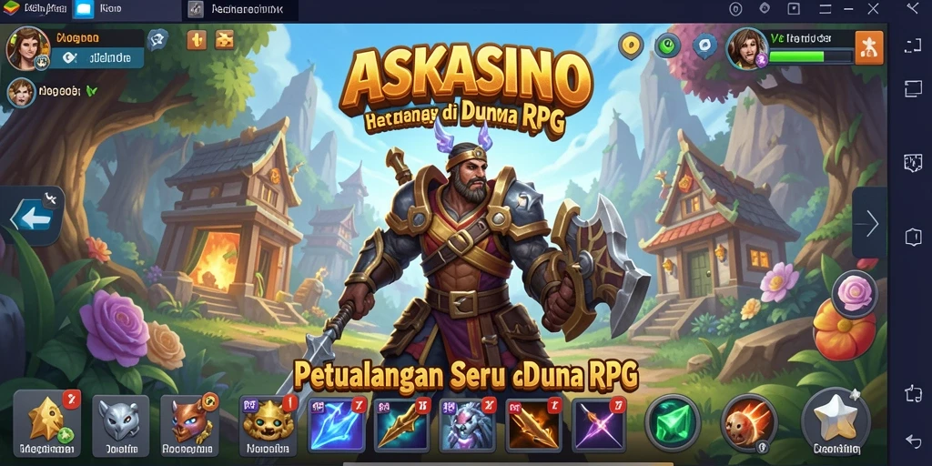 Screenshot gameplay ASKASINO yang menunjukkan pertarungan epik.