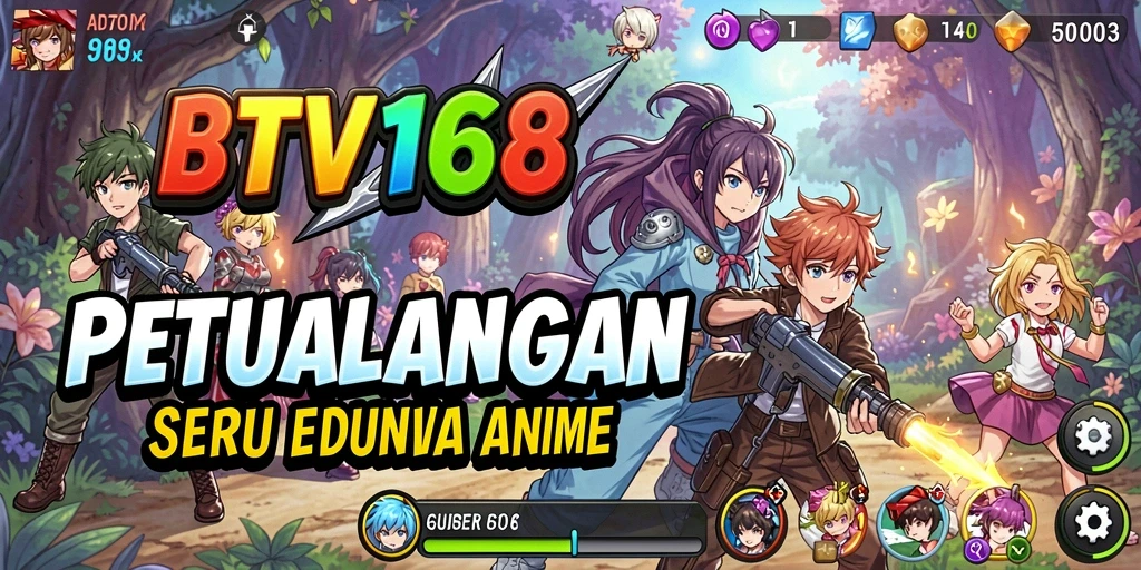 Screenshot utama BTV168 menampilkan aksi seru para karakter anime.
