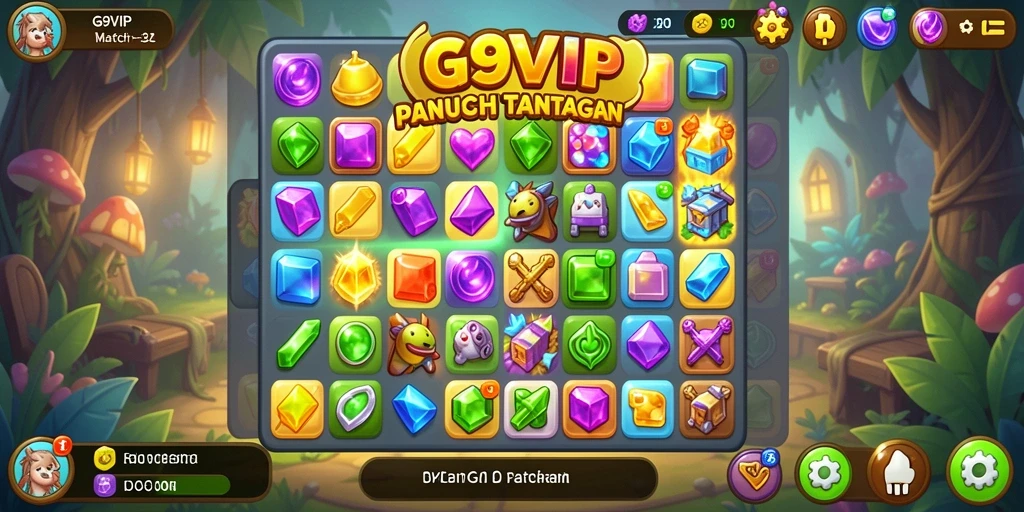 Screenshot gameplay G9VIP menampilkan aksi mencocokkan yang seru.