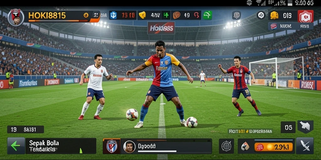 Screenshot gameplay HOKI8815 yang menampilkan momen seru pertandingan sepak bola.