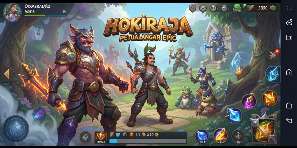 Screenshot HOKIRAJA menampilkan aksi pertempuran yang mendebarkan dan grafis menakjubkan.