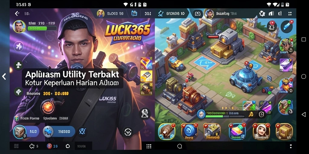 Tampilan utama LUCK365 dengan fitur-fitur Utility yang bermanfaat.
