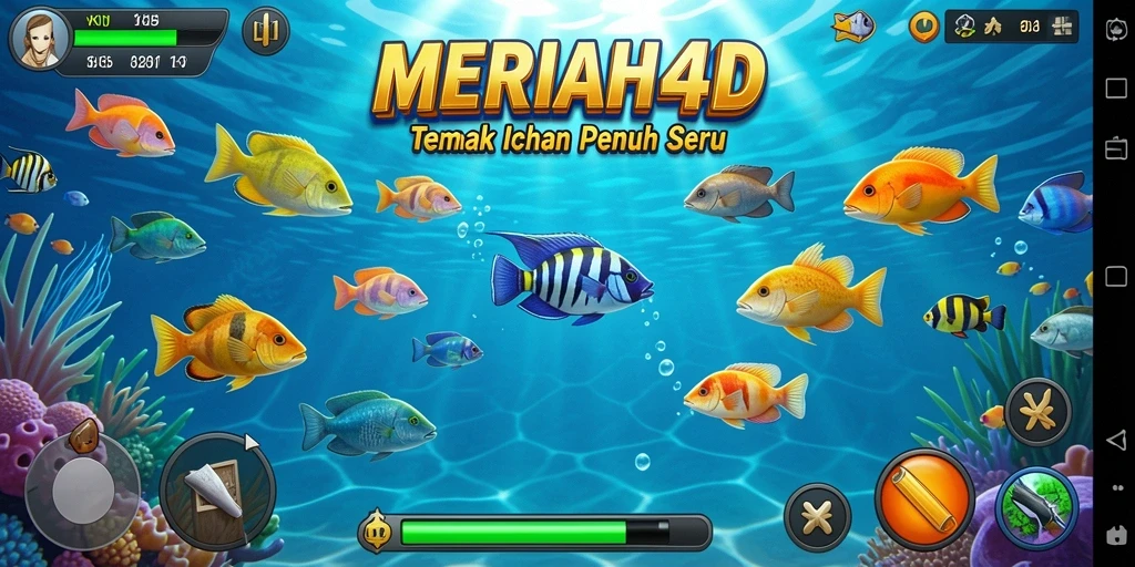 Tampilan gameplay seru di MERIAH4D dengan berbagai ikan menarik.