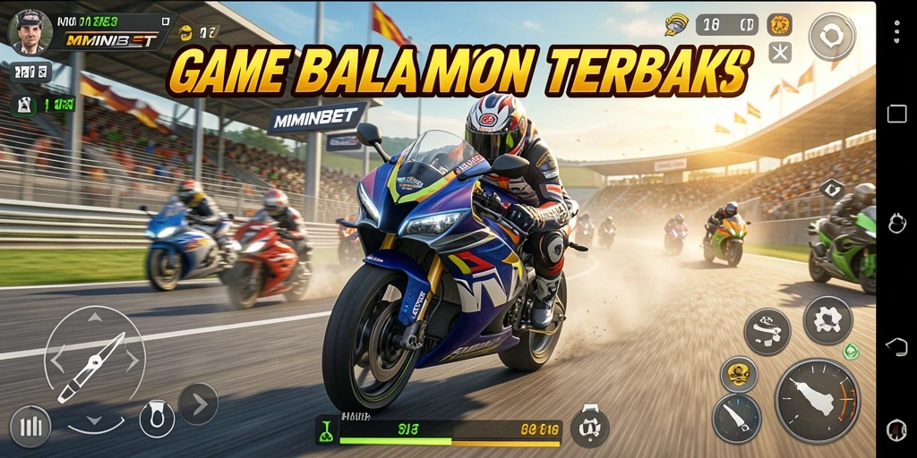 Tangkapan layar MIMINBET menampilkan serunya balapan motor dengan grafis memukau.