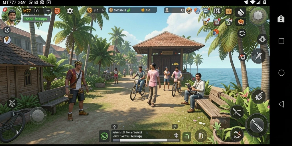 Screenshot utama MT777 menunjukkan gameplay yang menarik dan berwarna.