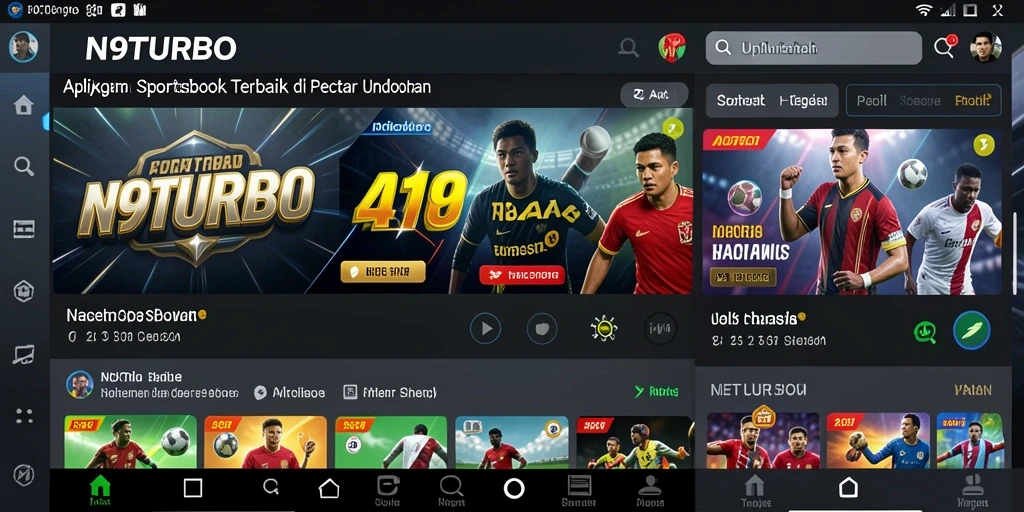 Tampilan menarik dari aplikasi N9TURBO saat melakukan taruhan olahraga.