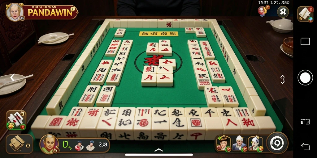 Tampilan gameplay PANDAWIN yang menarik dengan ubin Mahjong yang berwarna-warni.