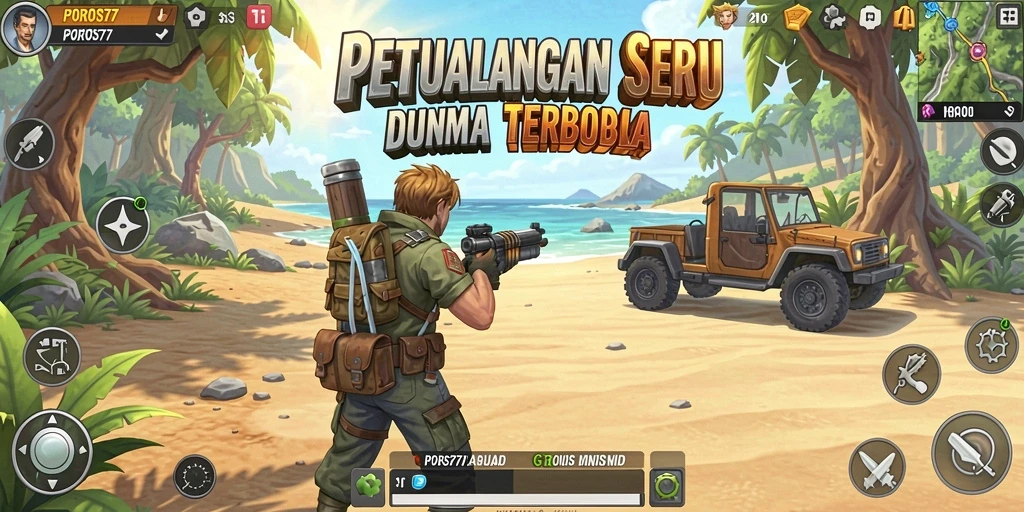 Tampilan gameplay Open World POROS77 yang menakjubkan dan imersif.