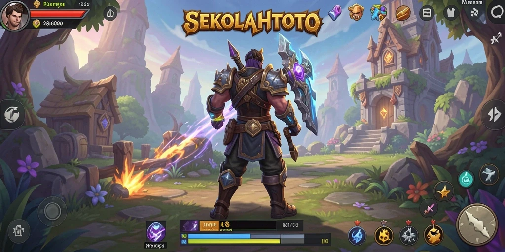Screenshot gameplay SEKOLAHTOTO menampilkan pertempuran mendebarkan ARPG.