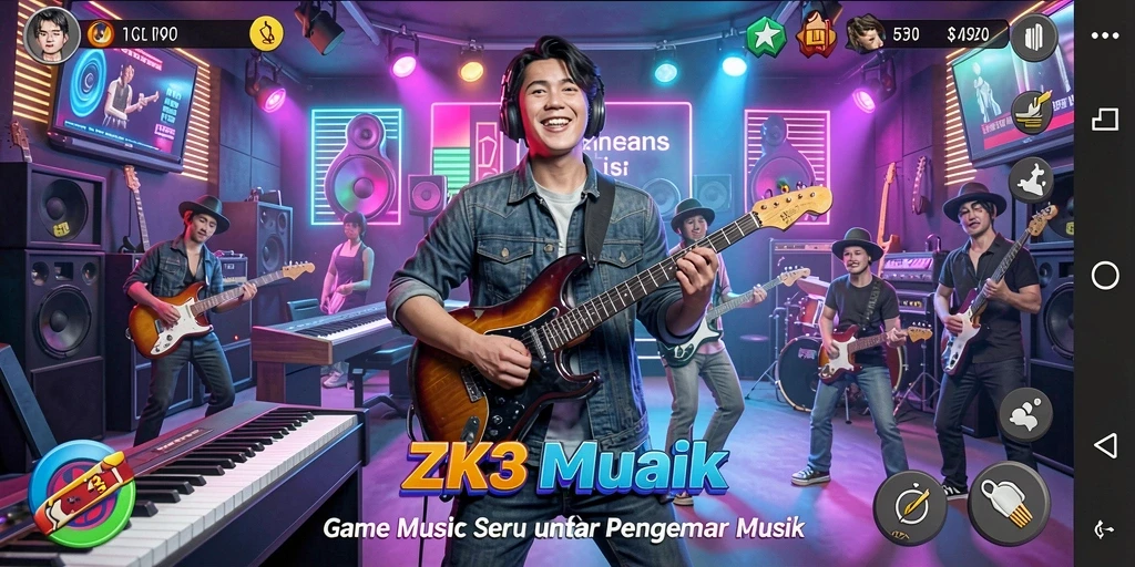 Screenshot ZK3 menampilkan gameplay seru dengan iringan musik.
